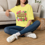 Hello Summer Vibes Watermelon Floral Leopard Print T-Shirt