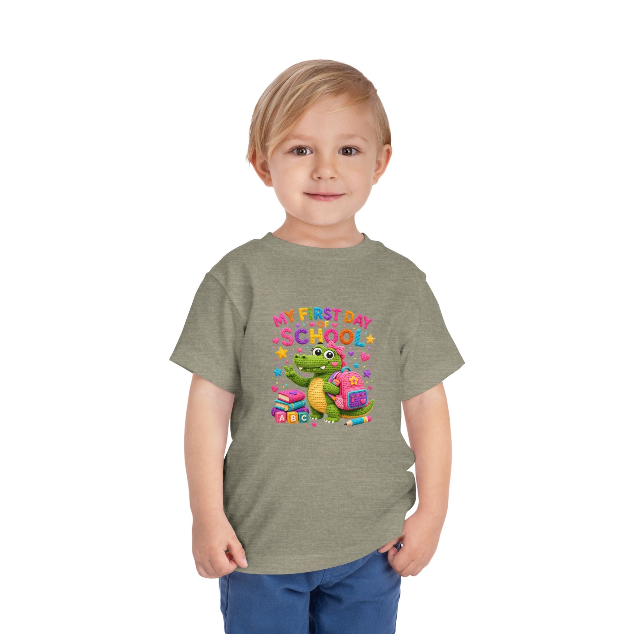 T-shirt enfant « Mon premier jour d'école » avec crocodile | T-shirt de rentrée des classes pour enfants