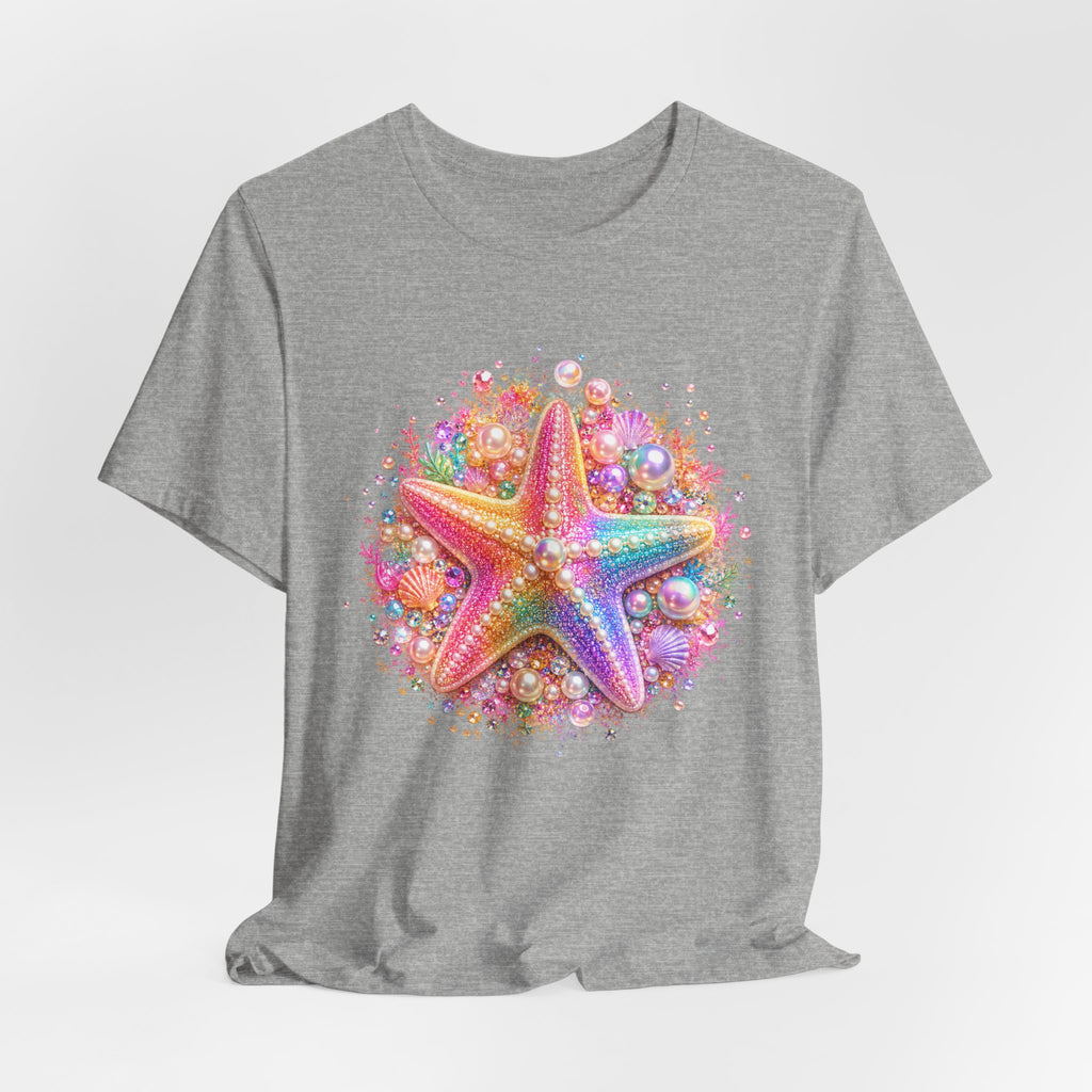 Rainbow Starfish T-Shirt | Colorful Seashell Beach Art