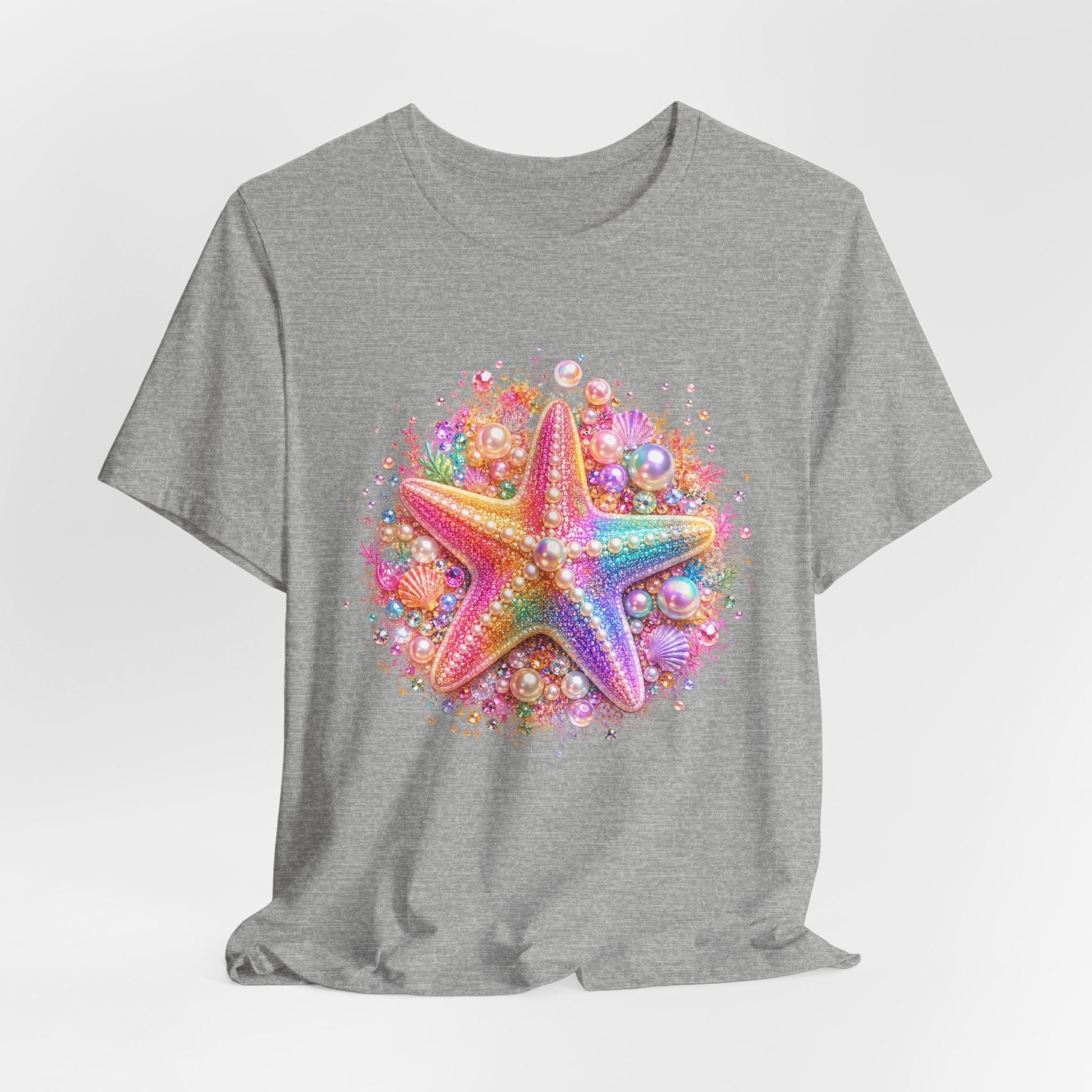 Rainbow Starfish T-Shirt | Colorful Seashell Beach Art