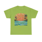 Vintage Sunset Palm Beach T-Shirt | Retro Surf Waves Tee
