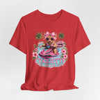 Coquette Island Cow Club T-Shirt | Cute Highland Cow Pink Jet Ski Summer Graphic Tee