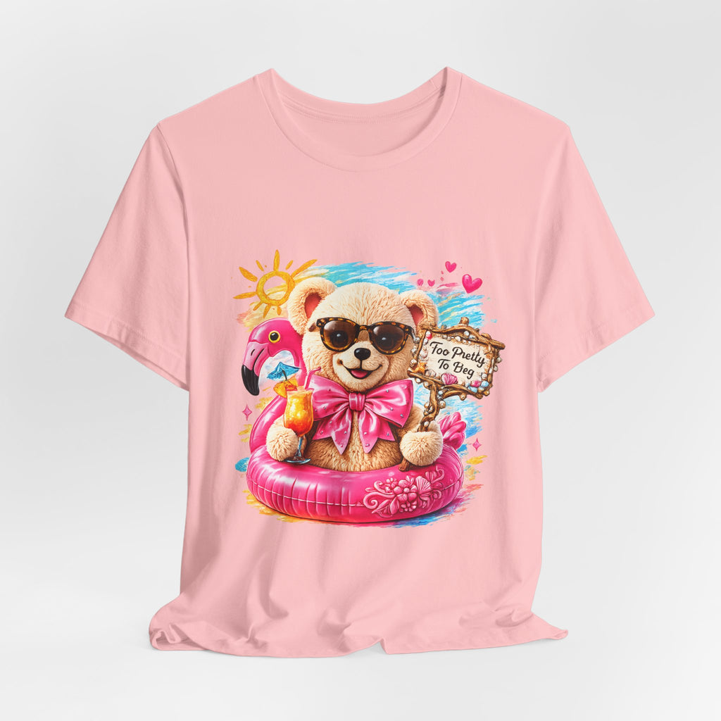 Teddy Bear Pool Float Tee | Summer Bear with Sunglasses and Flamingo