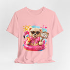 Teddy Bear Pool Float Tee | Summer Bear with Sunglasses and Flamingo