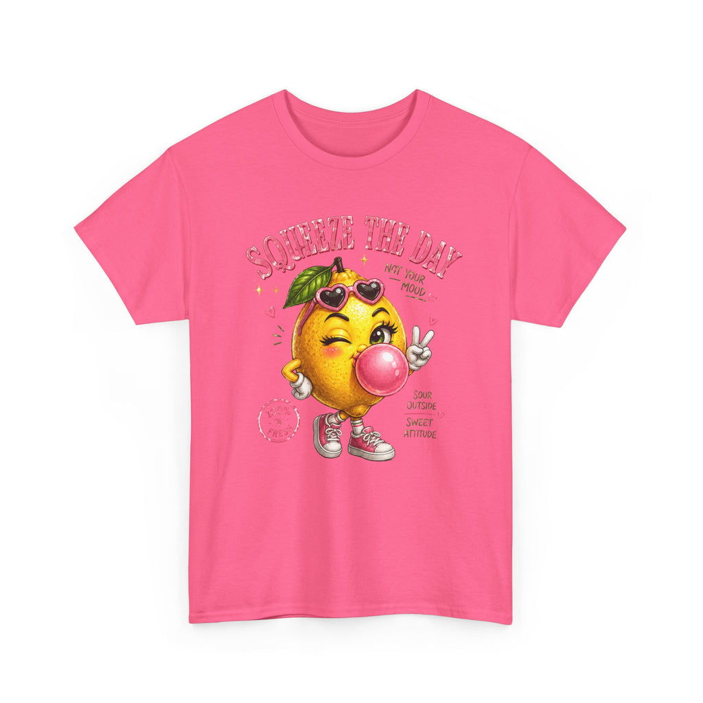 Squeeze The Day Lemon Graphic Tee | Retro Cartoon Fruit Shirt