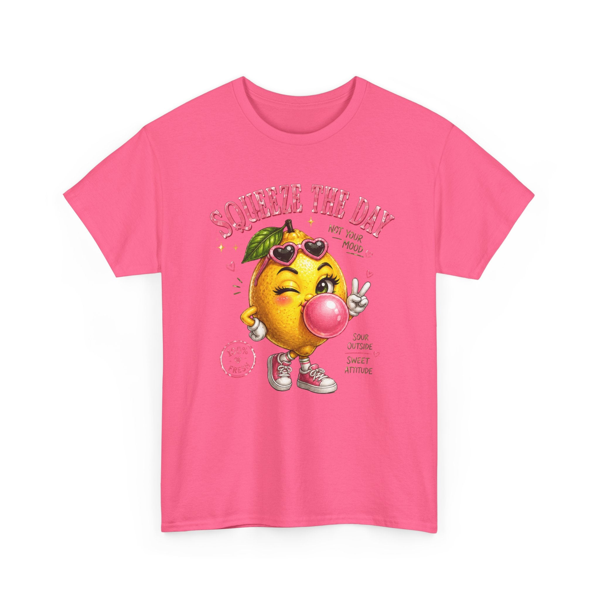 Squeeze The Day Lemon Graphic Tee | Retro Cartoon Fruit Shirt
