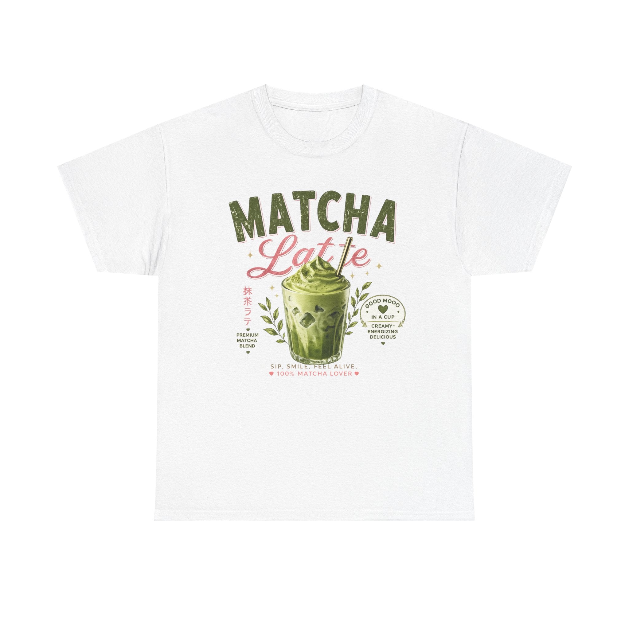 Matcha Latte T-Shirt | Iced Matcha Cup Graphic, Green Tea Illustration