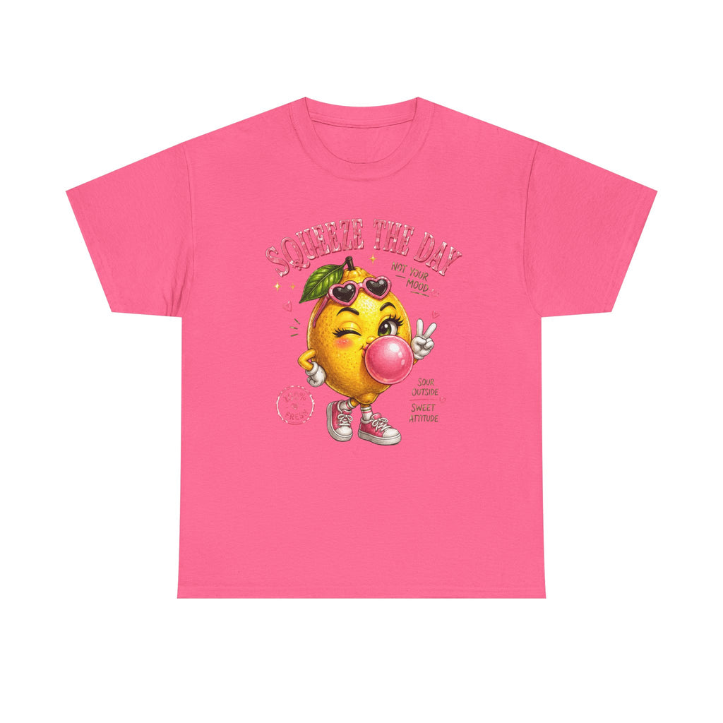 Squeeze The Day Lemon Graphic Tee | Retro Cartoon Fruit Shirt