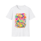 Tropical Colorful Fish T-Shirt | Neon Hibiscus Beach Illustration