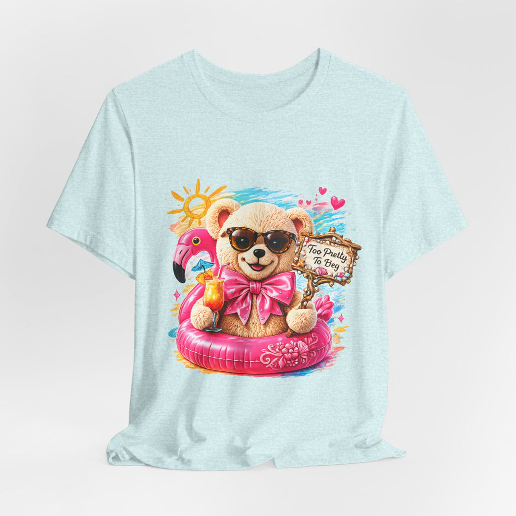 Teddy Bear Pool Float Tee | Summer Bear with Sunglasses and Flamingo