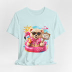 Teddy Bear Pool Float Tee | Summer Bear with Sunglasses and Flamingo