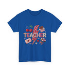 Teacher lightning bolt design T-shirt | cherries, letters, hearts, stationery
