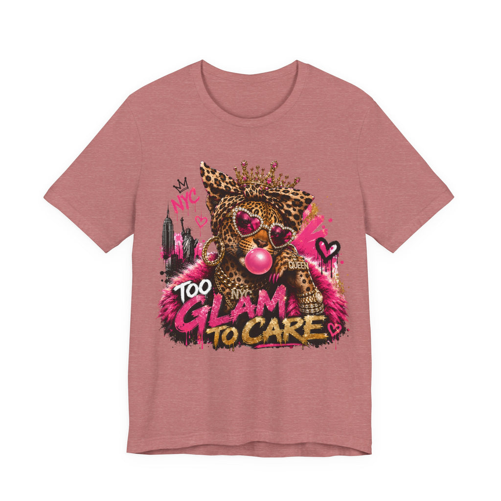 Too Glam To Care Tee — Leopard Crown Cat Graphic Shirt