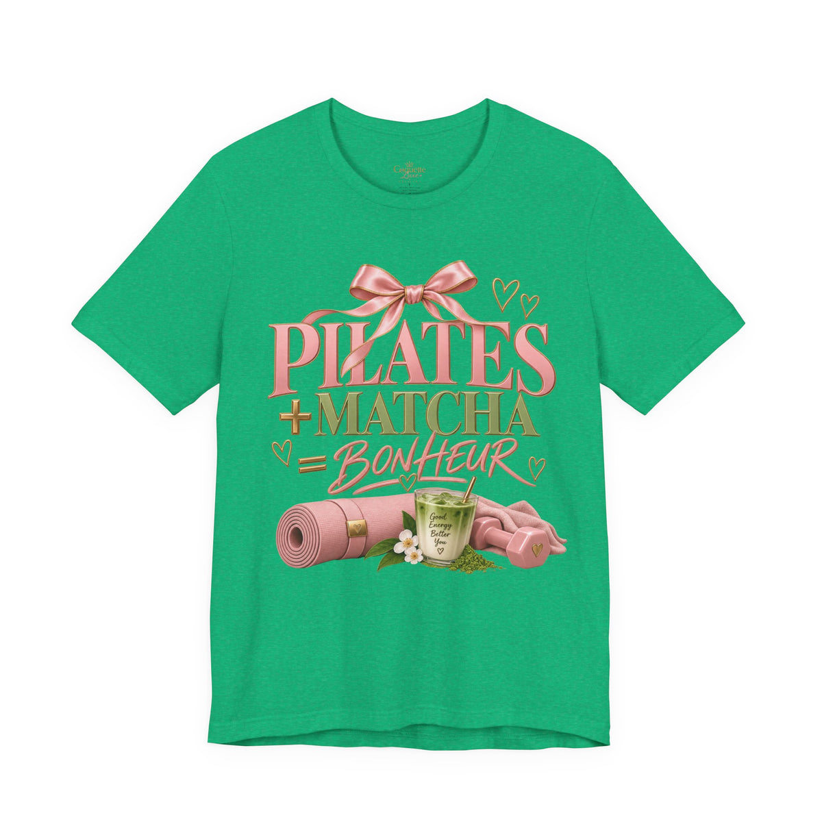 Pilates + Matcha Bonheur Tee — Yoga Mat & Matcha Fitness Shirt