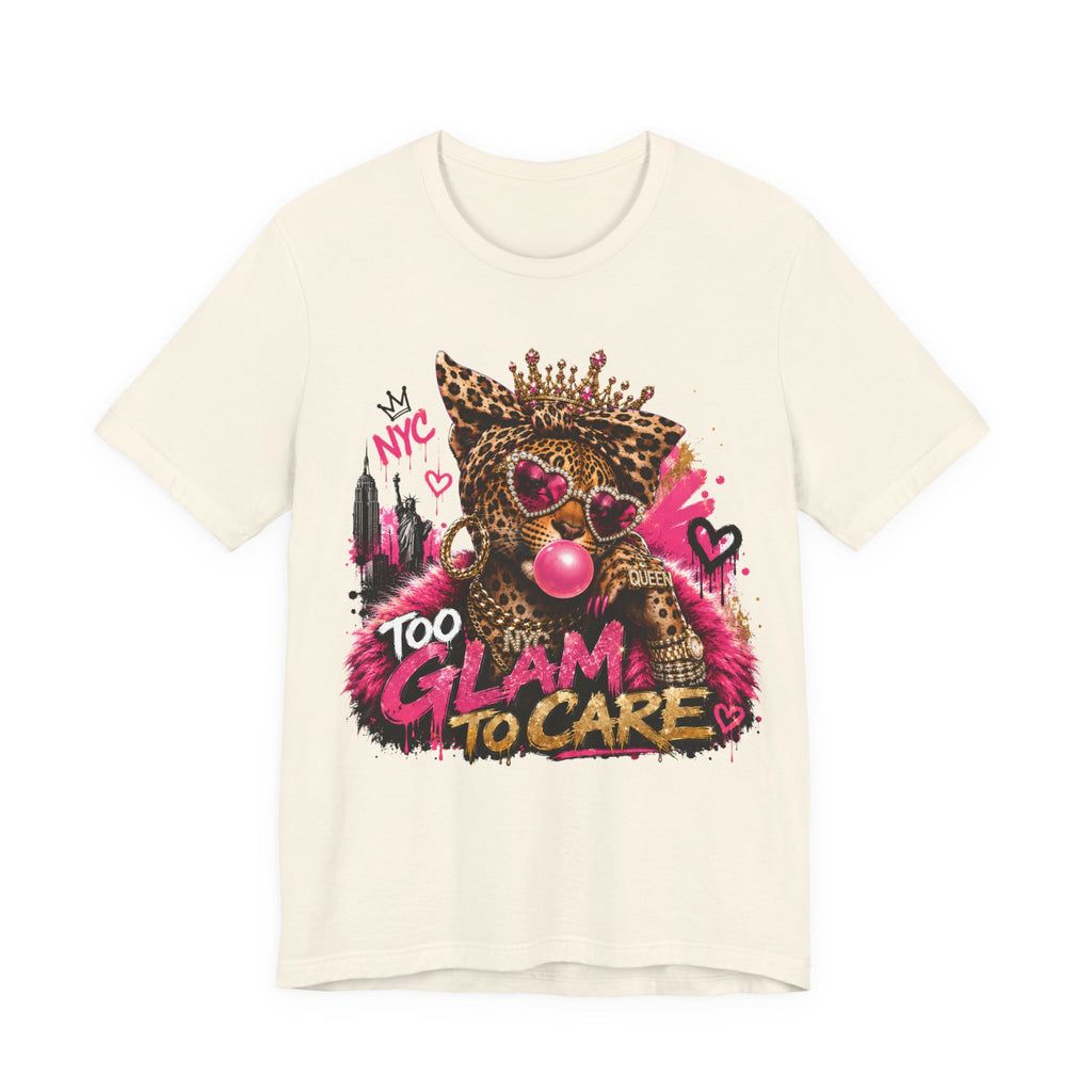 Too Glam To Care Tee — Leopard Crown Cat Graphic Shirt