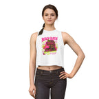 Beach Queen Cat Graphic Crop Top | Tropical Flamingo Bubblegum Retro