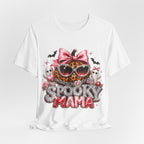 Spooky Mama T-Shirt — Cute Halloween Leopard Pumpkin Graphic Tee for Moms
