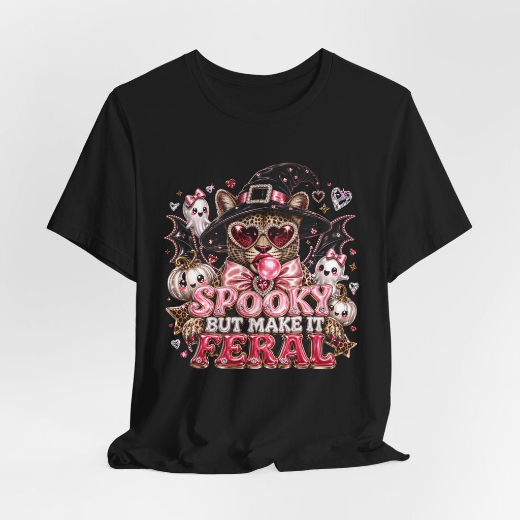 Spooky But Make It Feral Tee — Cute Witch Cat Halloween T-Shirt