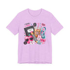 Teacher Good Vibes Cute Pastel Sticker Collage T-Shirt | Coffee, Headphones, Journal | Back to School