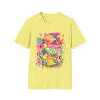 Tropical Colorful Fish T-Shirt | Neon Hibiscus Beach Illustration