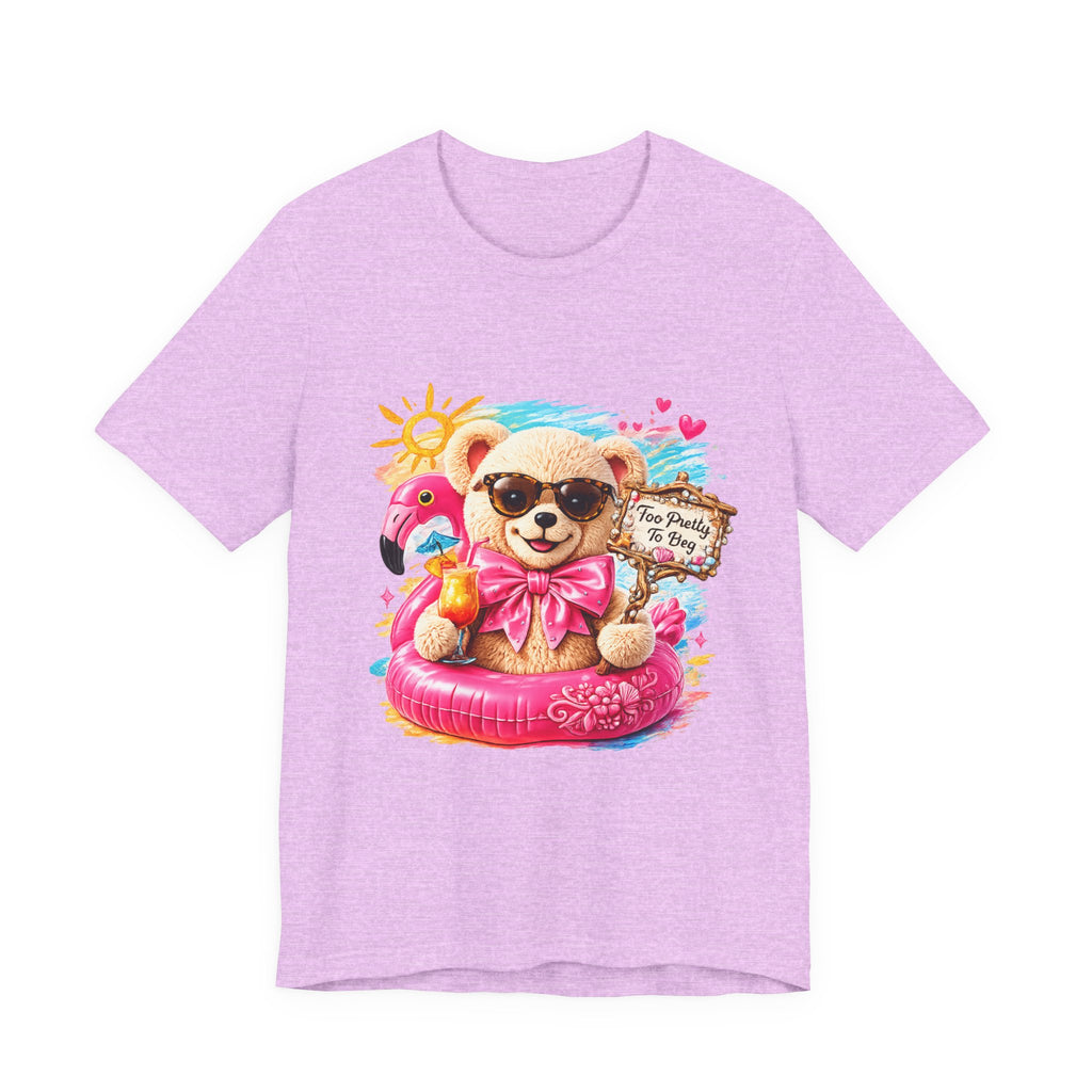 Teddy Bear Pool Float Tee | Summer Bear with Sunglasses and Flamingo
