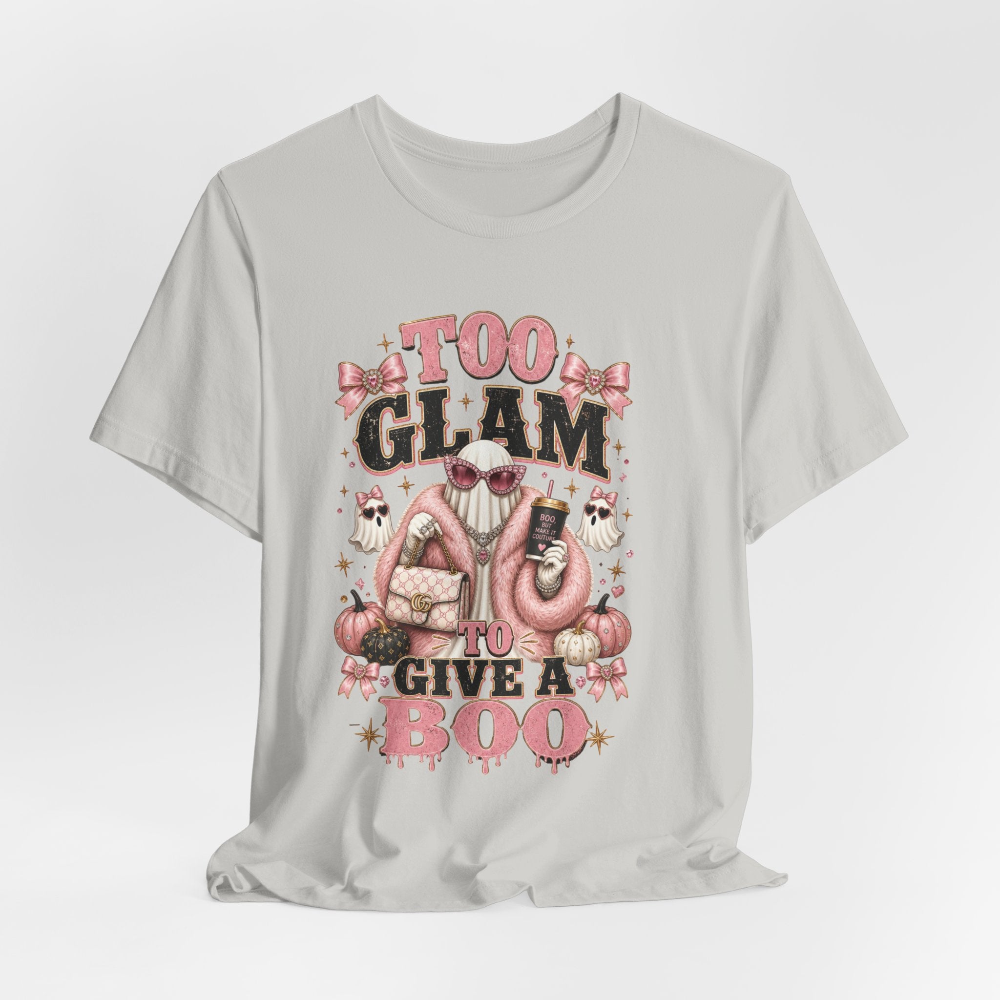 Too Glam To Give A Boo Halloween Tee — Pink Glamorous Costume Shirt