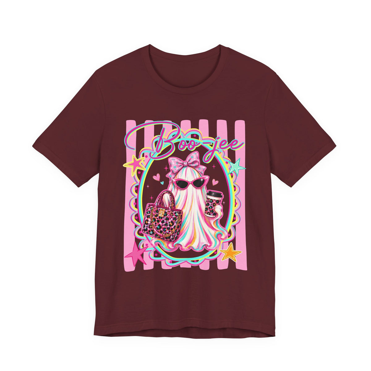 Boo-Jee Ghost Tee — Kawaii Fashion Ghost Graphic T-Shirt with Purse & Coffee