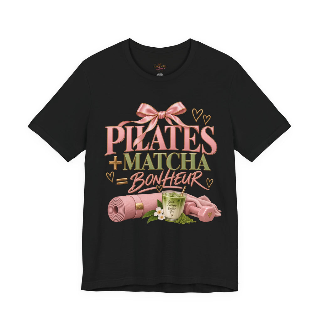 Pilates + Matcha Bonheur Tee — Yoga Mat & Matcha Fitness Shirt