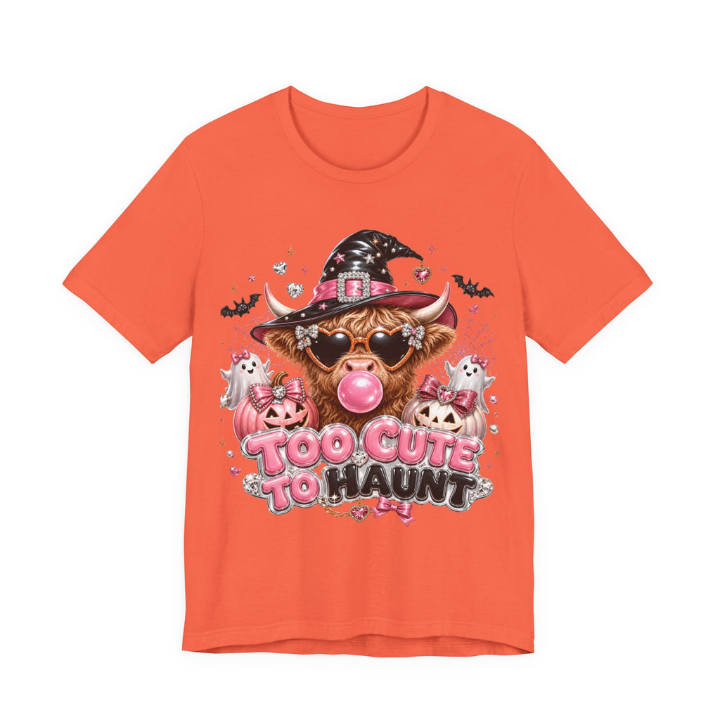 Halloween Cow T-Shirt — "Too Cute to Haunt" Cute Witch Cow Graphic Tee