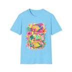 Tropical Colorful Fish T-Shirt | Neon Hibiscus Beach Illustration