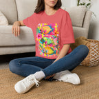 Tropical Colorful Fish T-Shirt | Neon Hibiscus Beach Illustration