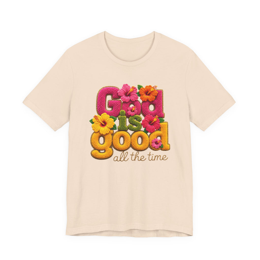 God Is Good all the time T-Shirt | Floral Retro Typography