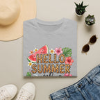 Hello Summer Vibes Watermelon Floral Leopard Print T-Shirt