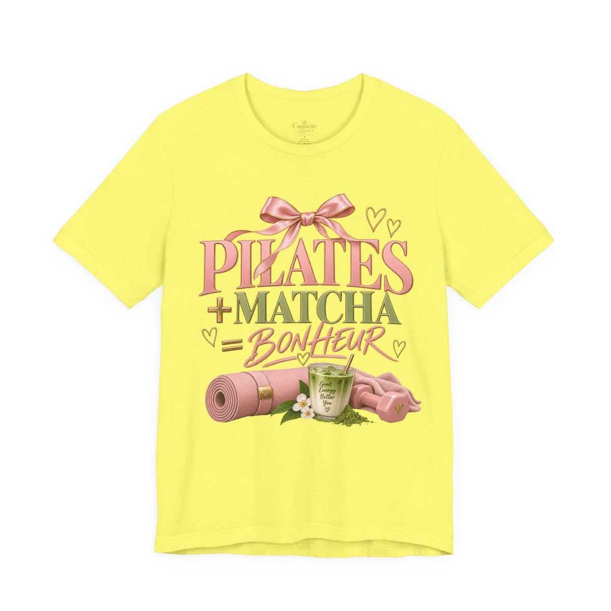 Pilates + Matcha Bonheur Tee — Yoga Mat & Matcha Fitness Shirt