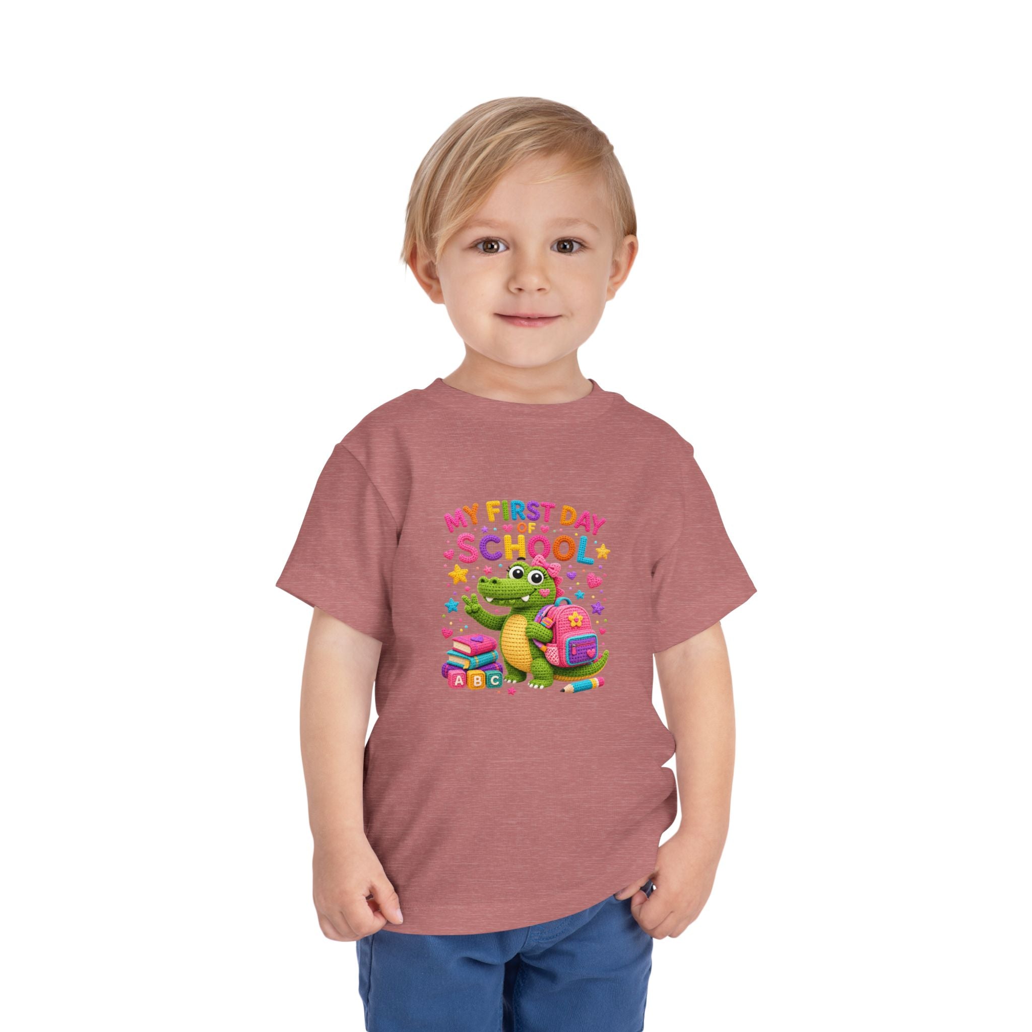T-shirt enfant « Mon premier jour d'école » avec crocodile | T-shirt de rentrée des classes pour enfants