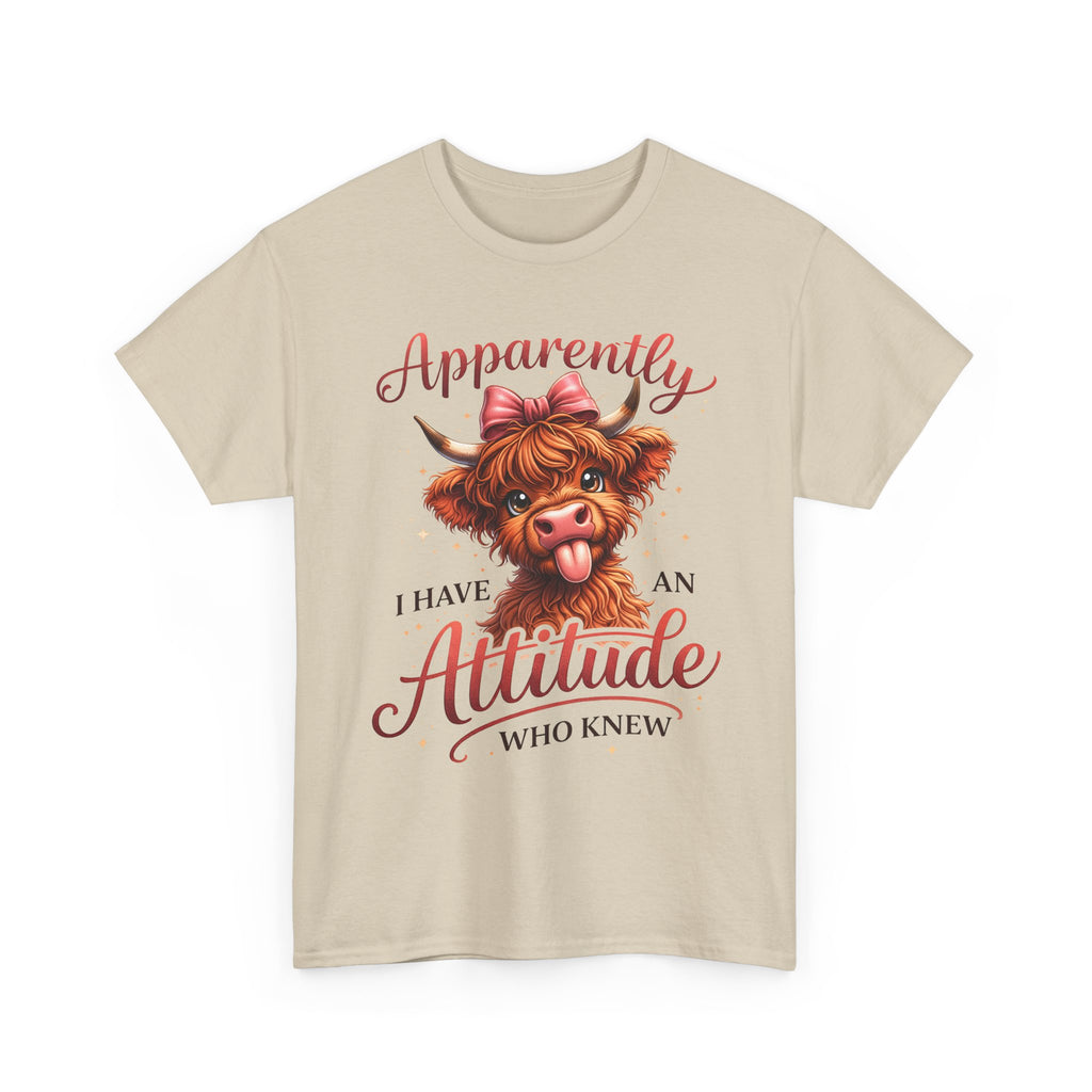 Apparently I Have An Attitude Cow T-Shirt | Cute Highland Cow Graphic