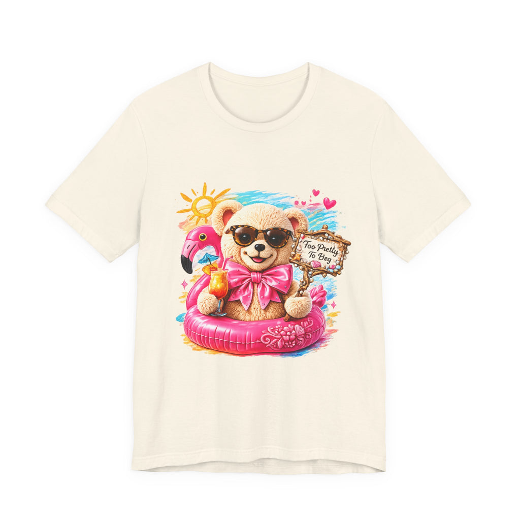 Teddy Bear Pool Float Tee | Summer Bear with Sunglasses and Flamingo