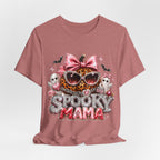 Spooky Mama T-Shirt — Cute Halloween Leopard Pumpkin Graphic Tee for Moms