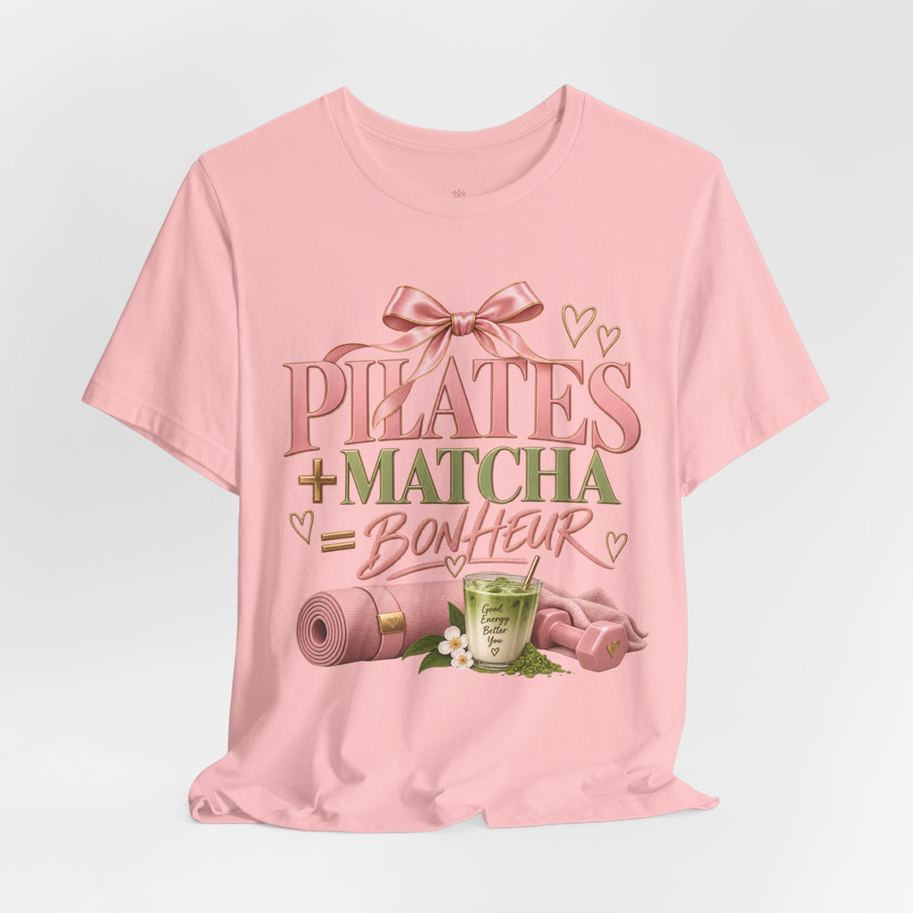 Pilates + Matcha Bonheur Tee — Yoga Mat & Matcha Fitness Shirt