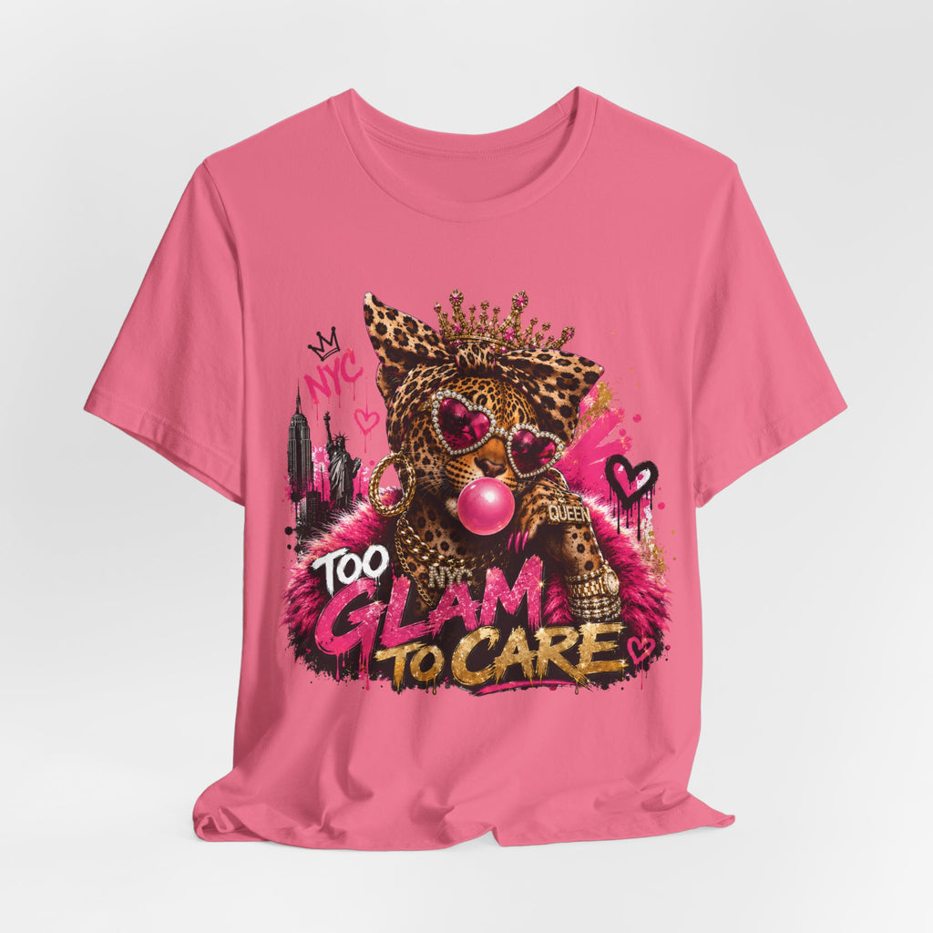 Too Glam To Care Tee — Leopard Crown Cat Graphic Shirt