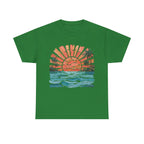 Vintage Sunset Palm Beach T-Shirt | Retro Surf Waves Tee