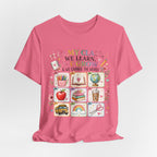 In My Class We Learn We Grow Teacher Illustration T-Shirt | School Icons