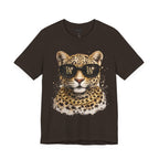 Leopard with Sunglasses Tee | Gold Chain Cheetah Graphic Shirt