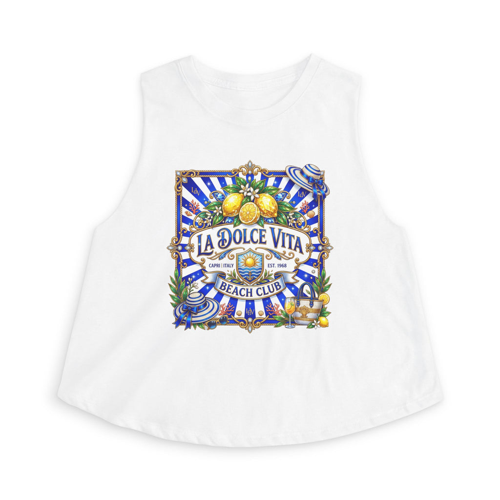 La Dolce Vita Lemon Beach Club Crop Top | Mediterranean Summer Graphic