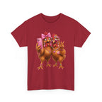 Two Chickens Taking Selfie T-Shirt | Funny Poultry Illustration