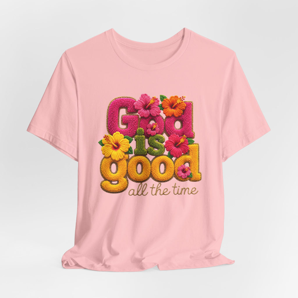 God Is Good all the time T-Shirt | Floral Retro Typography