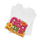 God Is Good all the time T-Shirt | Floral Retro Typography