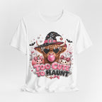 Halloween Cow T-Shirt — "Too Cute to Haunt" Cute Witch Cow Graphic Tee
