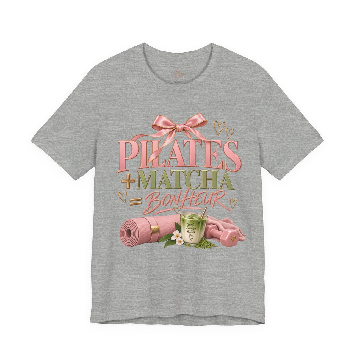 Pilates + Matcha Bonheur Tee — Yoga Mat & Matcha Fitness Shirt