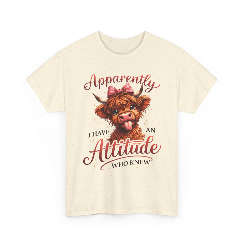 Apparently I Have An Attitude Cow T-Shirt | Cute Highland Cow Graphic